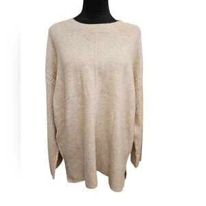 NWT Calvin Klein Crew Neck Cable Sweater 0X Heather Latte